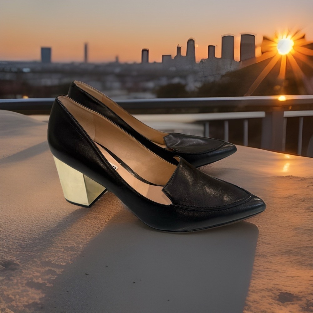 Karl Lagerfeld Black Block MirrorHeels Minimalist Pointed Toe 8M